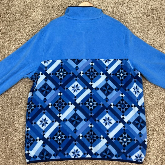 Lands End Heritage Pullover Womens L 14-16 Blue Long Sleeve Fleece Snap Neck NEW - Picture 3 of 12